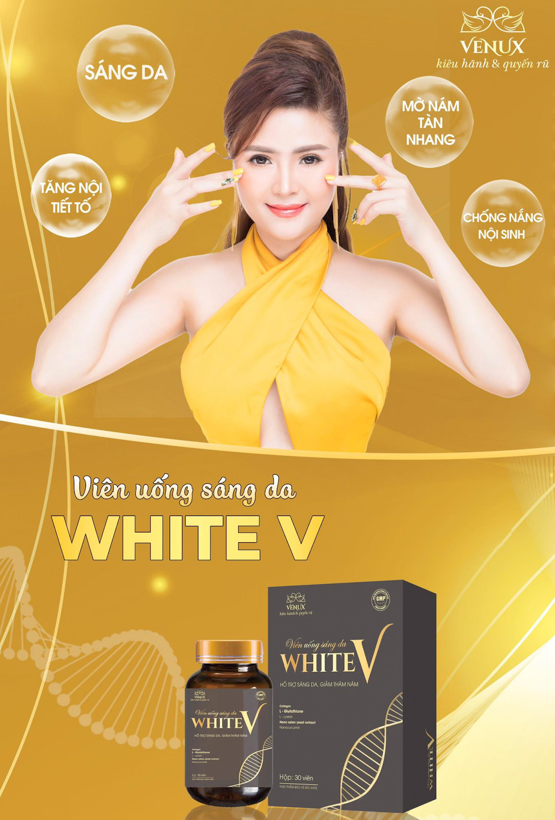 Viên uống sáng da White V - sản phẩm hỗ trợ làm đẹp được giới chuyên gia da liễu khuyên dùng